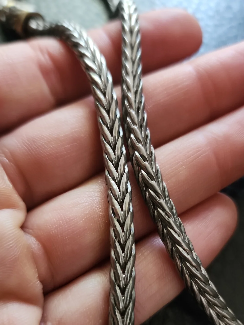 Braided Silver-Tone Rope Necklace with Magnetic Clasp